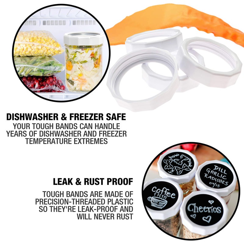 Masontops Tough Band - Regular Mouth Mason Jar Screw Bands - Quality Plastic Replacement Ring Seals & Jar Covers - Image 4